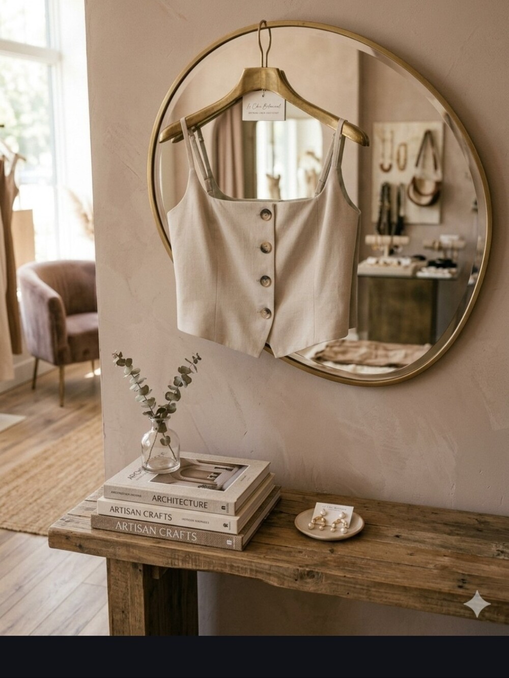 Rachel Zoe Taupe Button-Front Cropped Cami